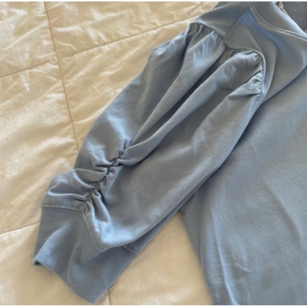 FRAME Frankie Puff Sleeve Tee Blue Gray Cotton Top XS - Picture 9 of 9